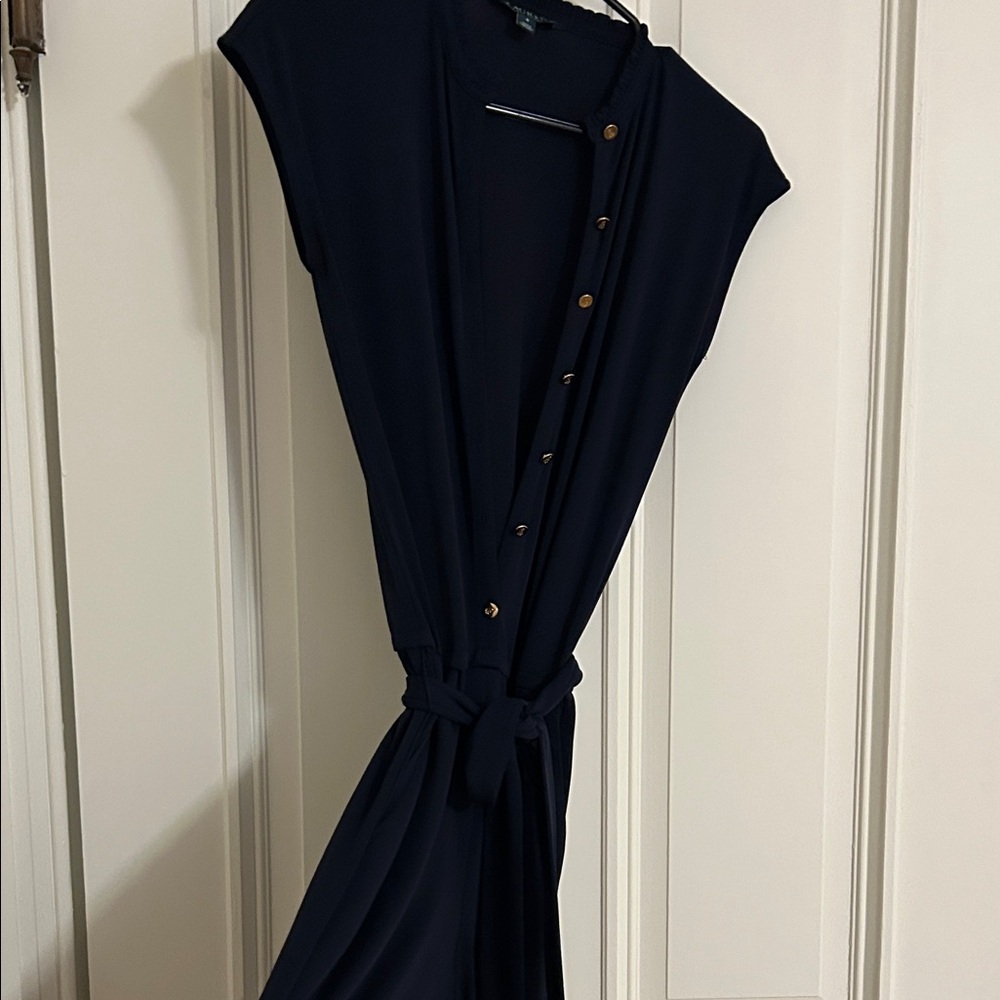 Lauren by Ralph Lauren Navy Button-Down Jumpsuit